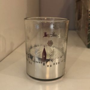 festive glass and silver tea light holder